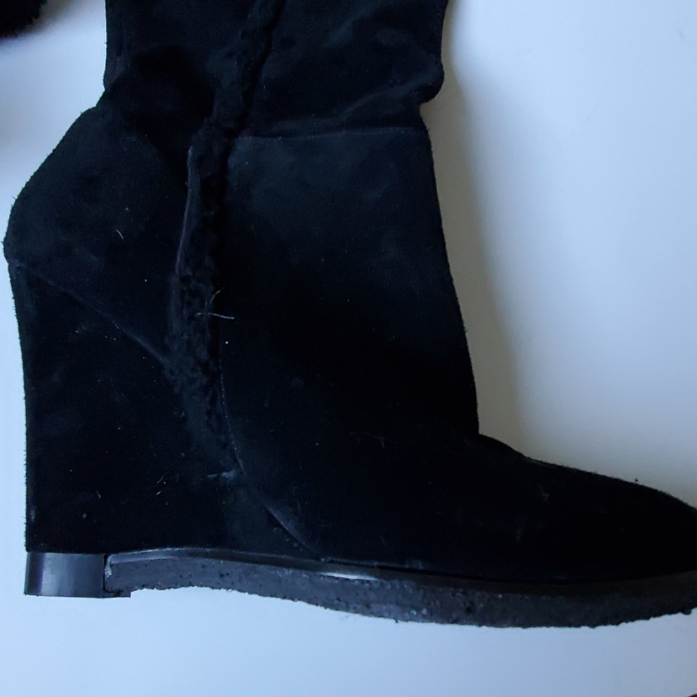 Delman suede boots with shearling trim - Picture 2 of 4